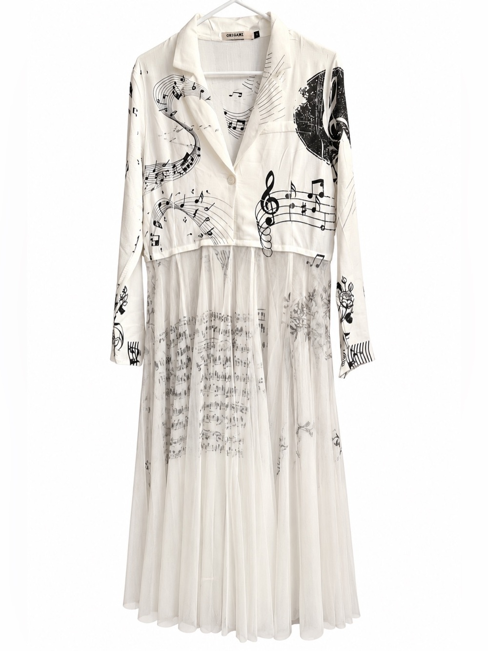 NWOT Origami by Vivian Music Note Tulle Maxi Duster S Sheet Music
